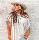 Western Long Faux Turquoise Nugget & Sterling Pearl Statement Necklace — 48 Inch