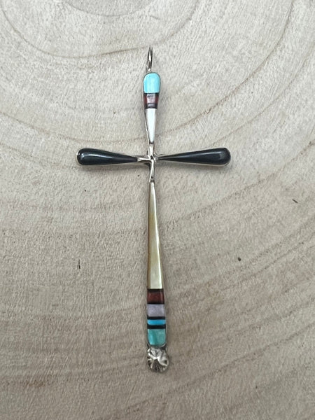 Lynette Bowannie Multi-Stone Inlay Cross Pendant