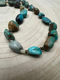 Natural Turquoise Nuggets & Shells Necklace - 27 inch