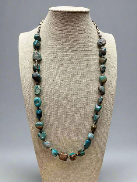Natural Turquoise Nuggets & Shells Necklace - 27 inch