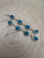 Navajo Handmade Kingman Turquoise Earrings by Donovan Nez