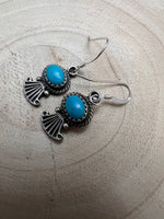 Navajo Handmade Kingman Turquoise Earrings by Sharon McCarthy