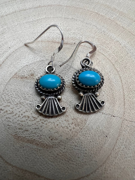 Navajo Handmade Kingman Turquoise Earrings by Sharon McCarthy