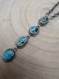 Navajo Handmade Kingman Turquoise Lariat Necklace by Lorenzo Juan - 20 inch