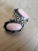 Navajo Handmade Pink Conch Earrings by Freda Martinez