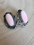 Navajo Handmade Pink Conch Earrings by Freda Martinez