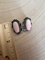 Navajo Handmade Pink Conch Earrings by Freda Martinez