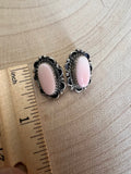 Navajo Handmade Pink Conch Earrings by Freda Martinez