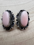 Navajo Handmade Pink Conch Earrings by Freda Martinez