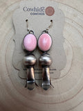 Navajo Handmade Pink Conch Squash Blossom Earrings by Tia Long