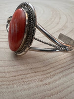 Navajo Handmade Spiny Oyster Bracelet by Dave Skeets
