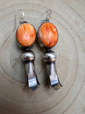 Navajo Handmade Spiny Oyster Squash Blossom Earrings by Tia Long