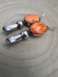 Navajo Handmade Spiny Oyster Squash Blossom Earrings by Tia Long