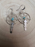 Navajo Handmade Sterling & Kingman Turquoise Dreamcatcher Earring