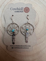 Navajo Handmade Sterling & Kingman Turquoise Dreamcatcher Earring