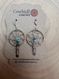 Navajo Handmade Sterling & Kingman Turquoise Dreamcatcher Earring