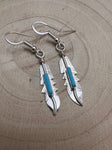 Navajo Handmade Sterling Silver and Kingman Turquoise Earrings by Allen Barney