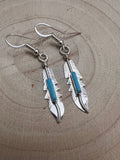 Navajo Handmade Sterling Silver and Kingman Turquoise Earrings by Allen Barney