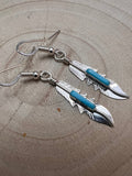 Navajo Handmade Sterling Silver and Kingman Turquoise Earrings by Allen Barney