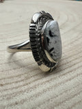 Norvin Johnson Navajo Handmade White Buffalo RIng - Size 8