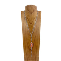 Colored Floral Concho & Chain Lariat Necklace