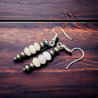 Pink Morganite and Silver pearl dangle earrings
