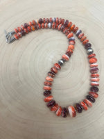 Purple and orange spiny oyster necklace - 22 inch