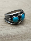 Reed Charley Navajo Handmade  Kingman Turquoise Ring