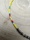 Western Seed Bead Choker with Faux Navajo Pearls — 13 Inch with Extender