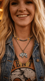 Western Seed Bead Choker with Faux Navajo Pearls — 13 Inch with Extender