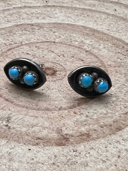 Small Turquoise Post Earrings with Turquoise
