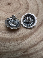 Sterling Silver Concho and Kingman Turquoise post earrings
