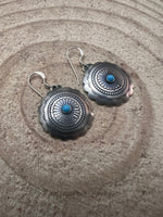 Sterling Silver Concho and Kingman Turquoise stud earrings