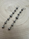 Sterling Silver Pearls dangle earrings - 3 1/2 inch drop!