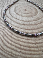 Sterling Torpedo Pearl Choker with Pink Conch - 14 inch + 3