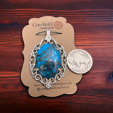 Turquoise pendant - gorgeous turquoise cabochon on cast sterling base