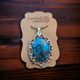 Turquoise pendant - gorgeous turquoise cabochon on cast sterling base