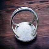 Turquoise ring - beautiful large cabochon on sterling oval shadow box style base - Size 7.5