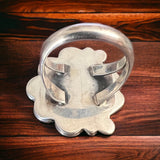 Turquoise ring - gorgeous cabochon on hand stamped sterling - Hallmark RJ - size 7