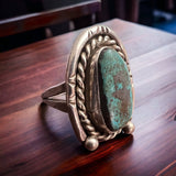 Turquoise ring - Turquoise on horseshoe shaped sterling back - size 6