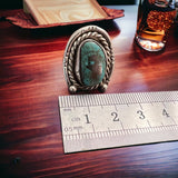 Turquoise ring - Turquoise on horseshoe shaped sterling back - size 6