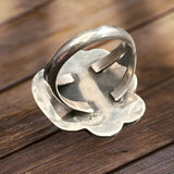 Turquoise ring - Turquoise on sterling silver with leaf - Size 4.5