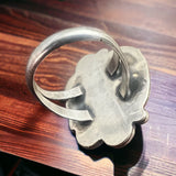 Turquoise Ring with Sterling Leaf- Size 7.5