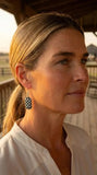 Western Black & White Checkered Rectangle Earrings — 1½" Drop