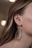 Western Cross Earrings with Faux Turquoise & Pearl Teardrops — 2½" Drop