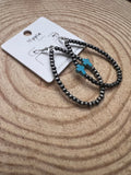 Western Cross Earrings with Faux Turquoise & Pearl Teardrops — 2½" Drop