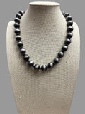 Western 12mm Faux Sterling Pearl Necklace with Saucer Spacers — 18 Inch