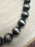 Western 12mm Faux Sterling Pearl Necklace with Saucer Spacers — 18 Inch