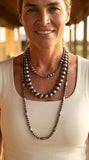Western Faux Sterling Pearl 3-Piece Necklace Set — 18", 22", 26" Layered Trio