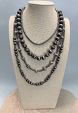 Faux Sterling Pearl Layered Necklace Set — 4-Piece Burnished Silver Western Layering Set (16" / 18" / 20" / 22")